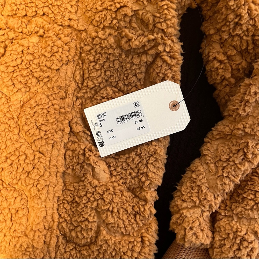 Billabong camel Sherpa Jacket faux fur NWT - Picture 4 of 4